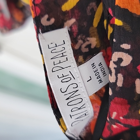 Patrons Of Peace Floral Baby Doll Dress Sz L Tassel Tie In Back - Picture 5 of 10